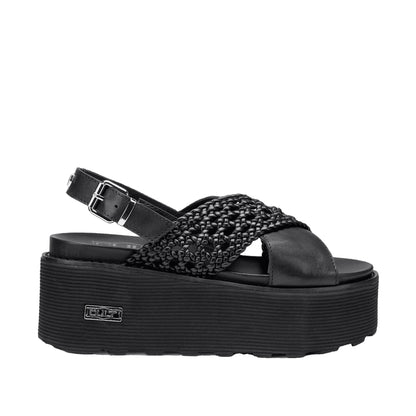 CULT Nancy Sandali Platform Pelle Nera Donna