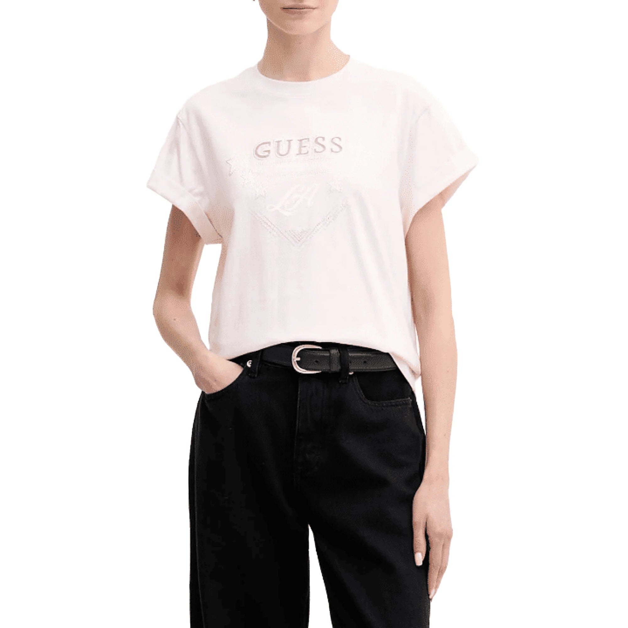 GUESS T-shirt LA STARS TEE da Donna in Rosa
