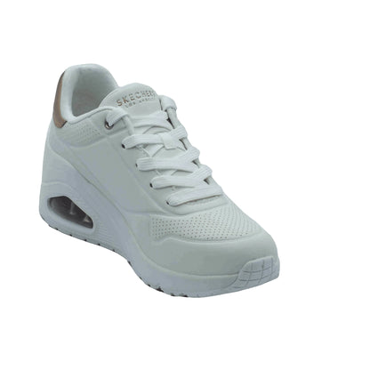 SKECHERS Uno Wedge Hi Steps Bianche da Donna in Ecopelle