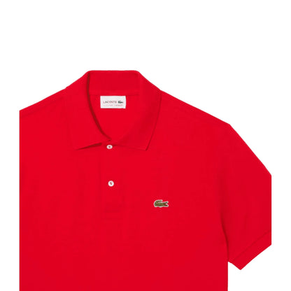 LACOSTE Polo Piqué da Uomo in Rosso con logo ricamato