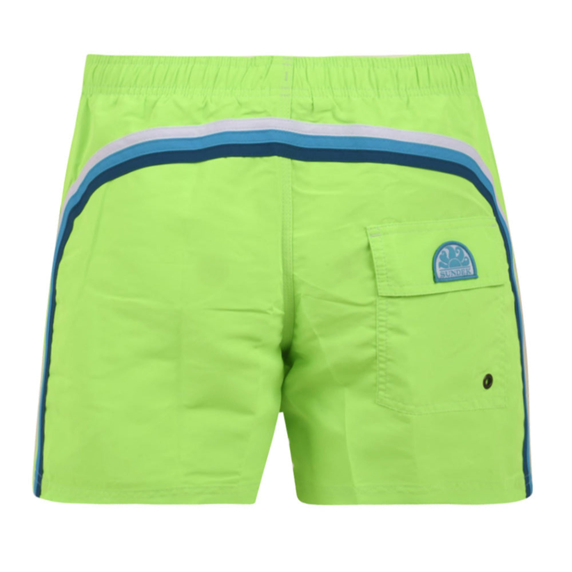 Costume Uomo a pantaloncino fluo, con dettaglio iconico multicolore sul retro