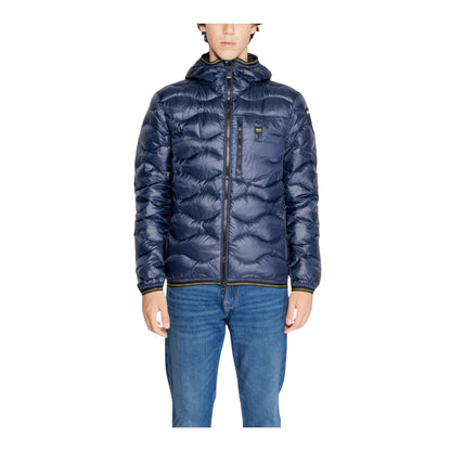 BLAUER Piumino Corto Blu Nylon Impermeabile Casual Imbottito Piuma d'Oca