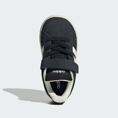 Sneakers Junior Nero/Bianca Grand Court 2.0, con strap e lacci