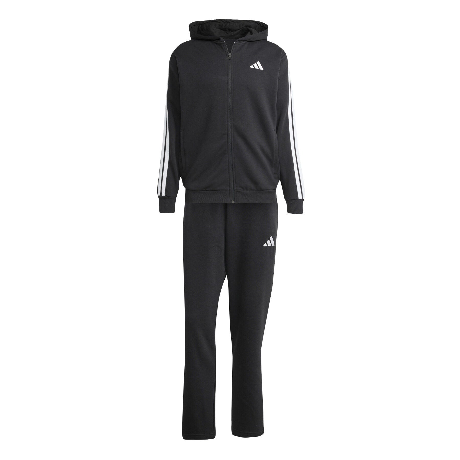 Tuta Uomo Nera con cappuccio ed iconiche 3-Stripes Bianche