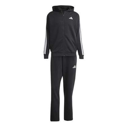 Tuta Uomo Nera con cappuccio ed iconiche 3-Stripes Bianche