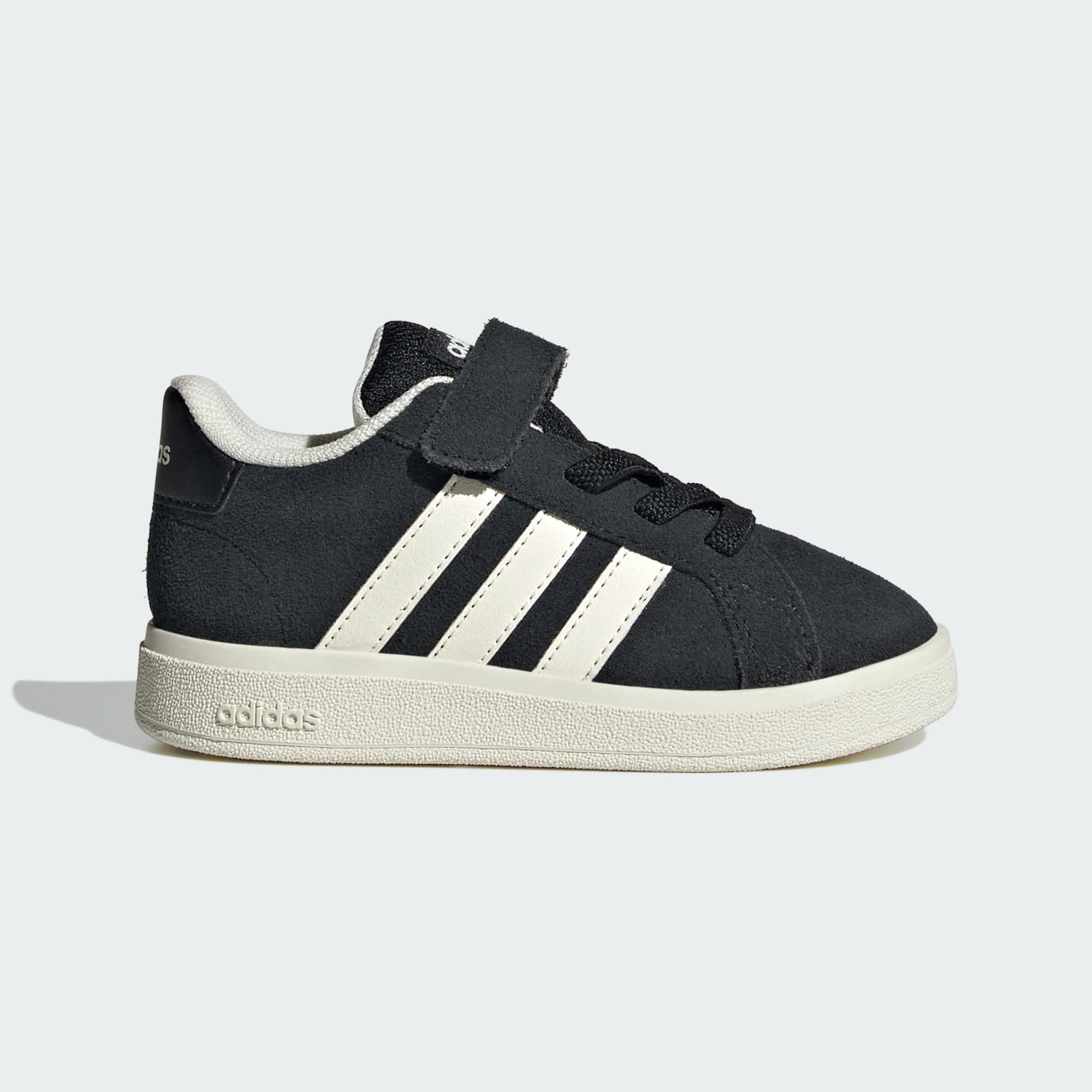 Sneakers Junior Nero/Bianca Grand Court 2.0, con strap e lacci