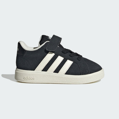 Sneakers Junior Nero/Bianca Grand Court 2.0, con strap e lacci