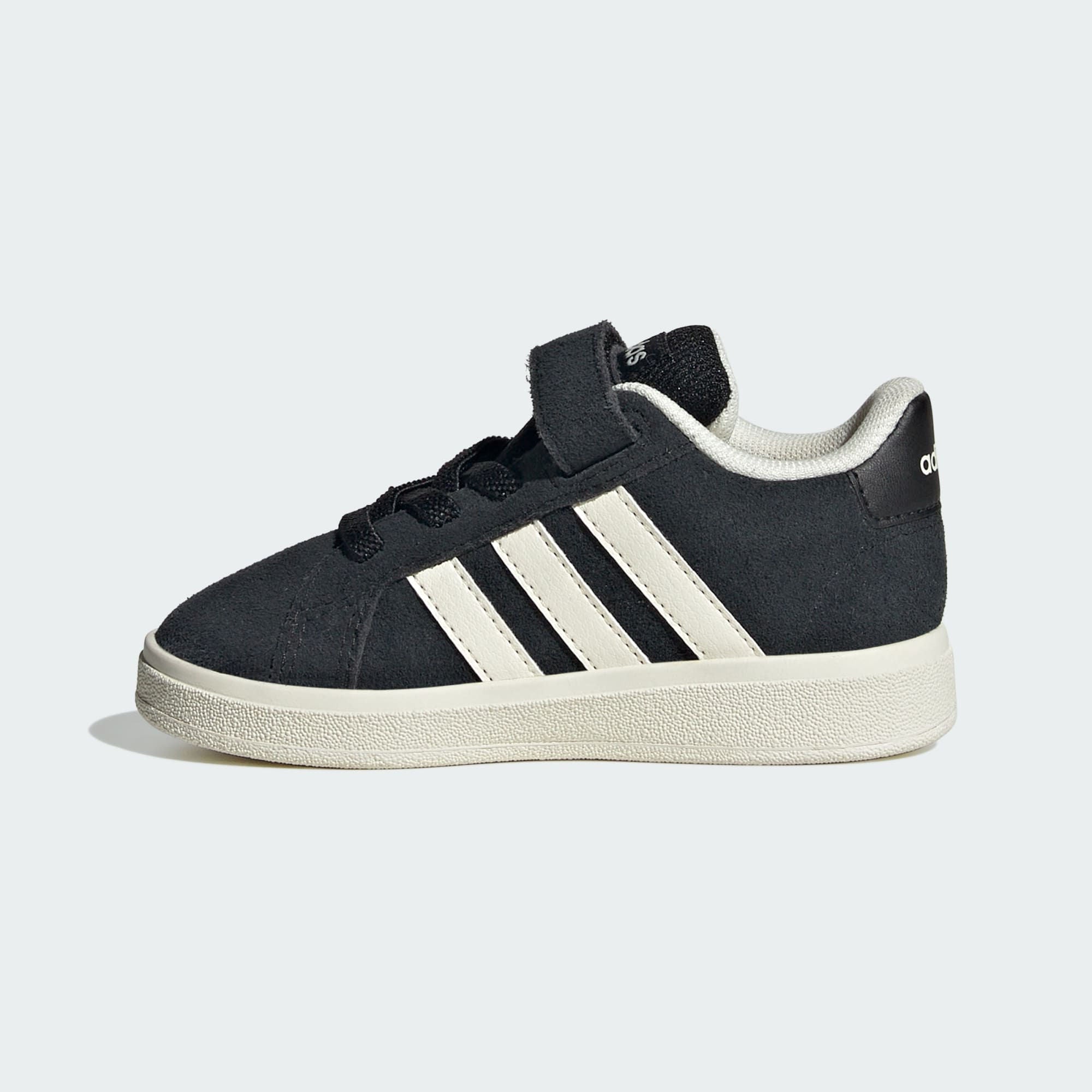 Sneakers Junior Nero/Bianca Grand Court 2.0, con strap e lacci