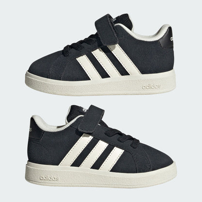 Sneakers Junior Nero/Bianca Grand Court 2.0, con strap e lacci