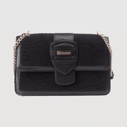 Borsa Donna Mixy05, con catena a tracolla, inserti teddy e patta