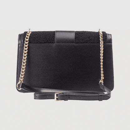 Borsa Donna Mixy05, con catena a tracolla, inserti teddy e patta