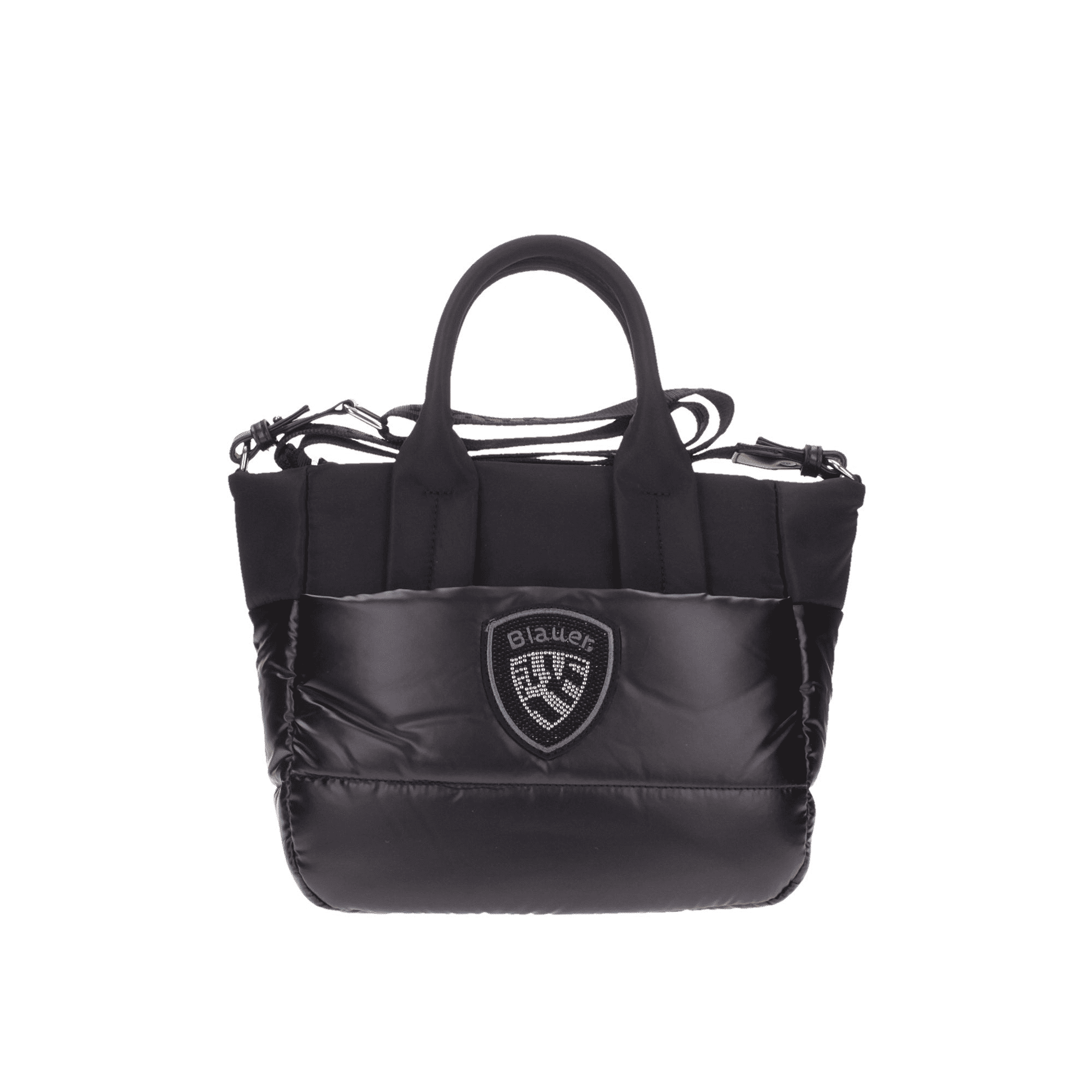 Borsa Donna Quartxs01 Nera in tessuto tecnico trapuntato, con inserto effetto lucido