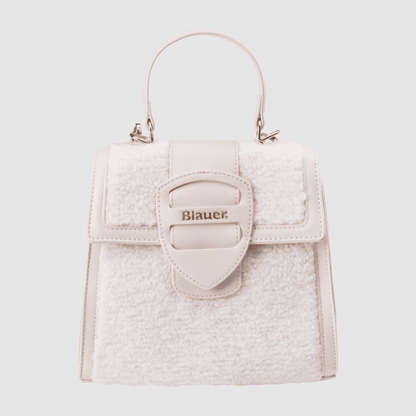 Borsa Donna Wally05 Bianca, con inserti teddy e chiusura con patta