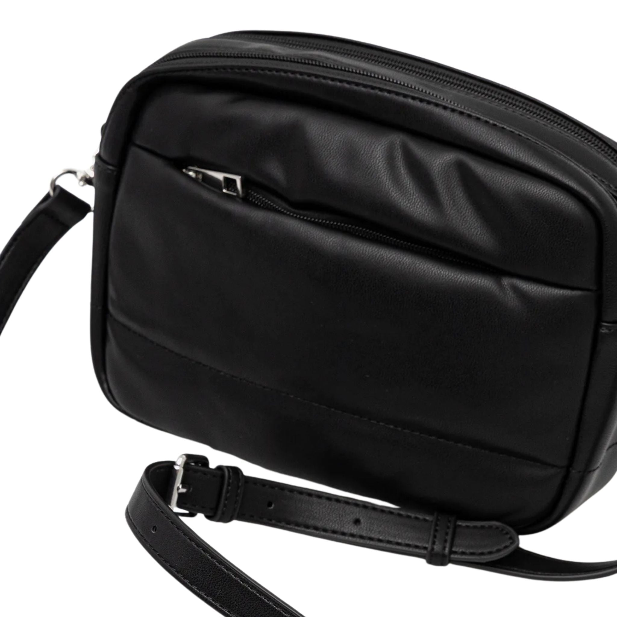 Borsa Donna Nera, Smarty, con impunture a righe orizzontali 