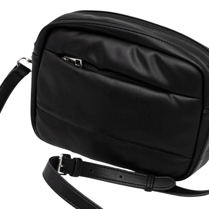 Borsa Donna Nera, Smarty, con impunture a righe orizzontali 