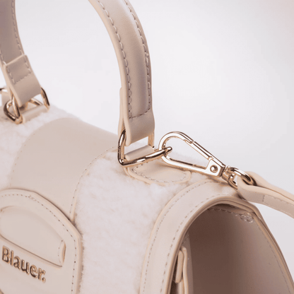 Borsa Donna Wally05 Bianca, con inserti teddy e chiusura con patta