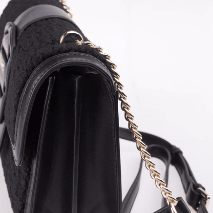 Borsa Donna Mixy05, con catena a tracolla, inserti teddy e patta