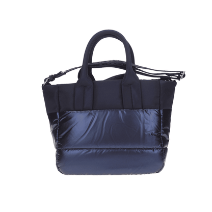 Borsa Donna Quartxs01 Navy, con impunture a righe ed inserto effetto lucido