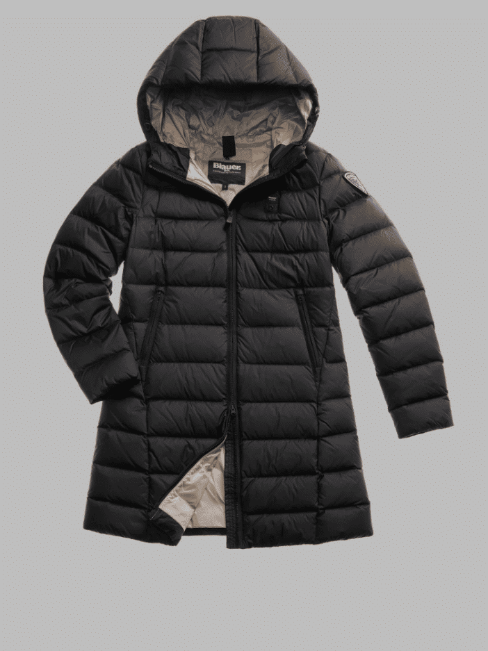 Blauer Piumino Lungo Righe Imbottito Donna