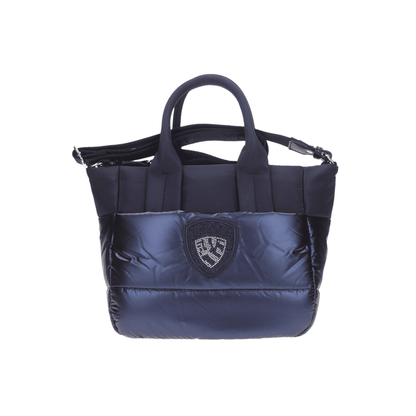 Borsa Donna Quartxs01 Navy, con impunture a righe ed inserto effetto lucido