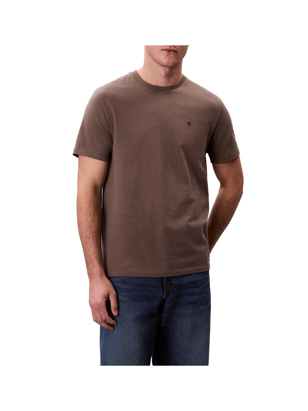 T-Shirt Ss Smooth Cttn Solid Uomo - Marrone