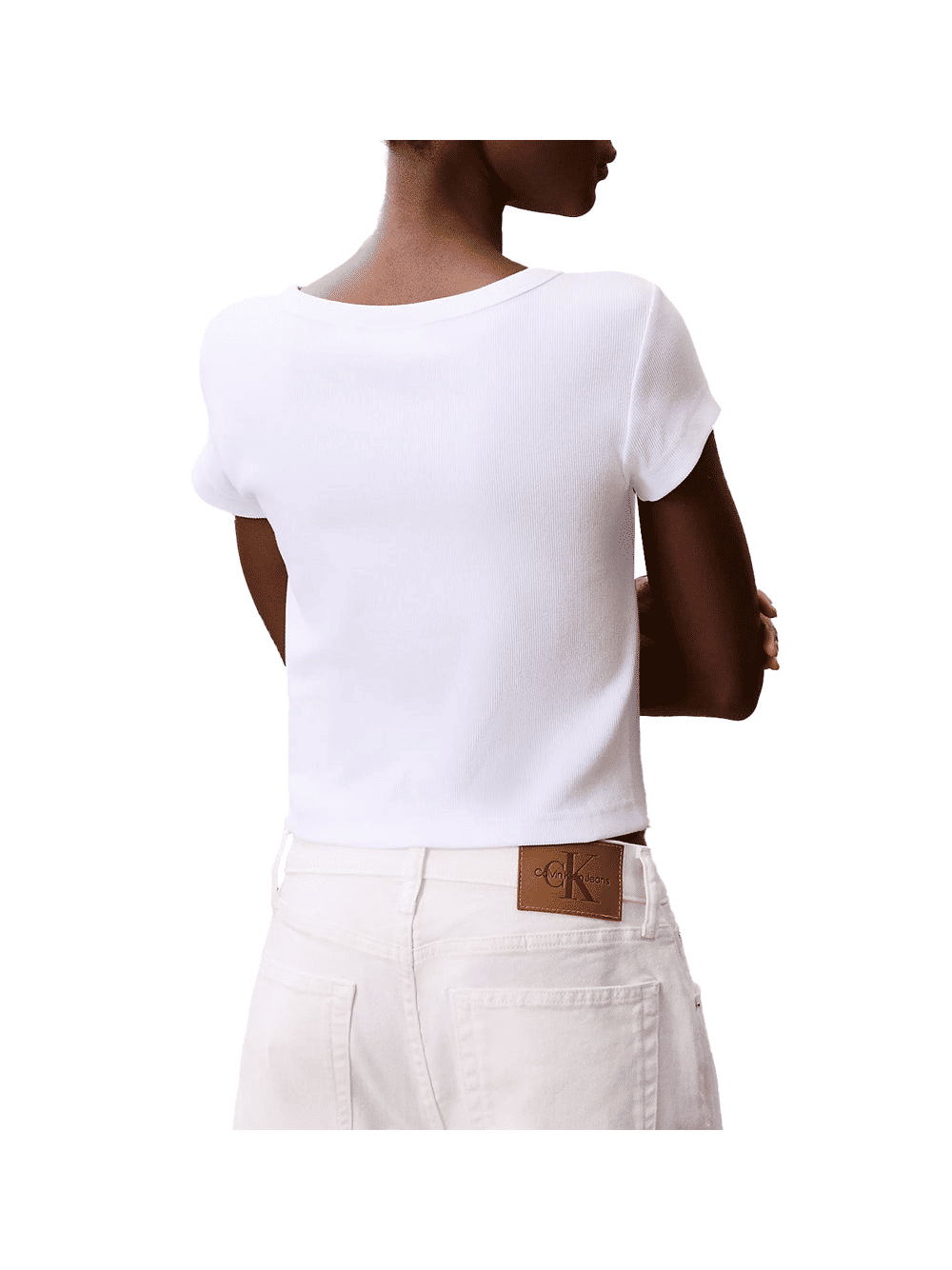 Calvin Klein T-Shirt A- Woven Label 2X2 R Cotone Donna