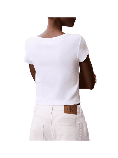 Calvin Klein T-Shirt A- Woven Label 2X2 R Cotone Donna