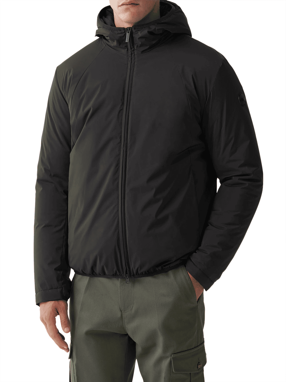 Giubbotto con cappuccio in tessuto tecnico