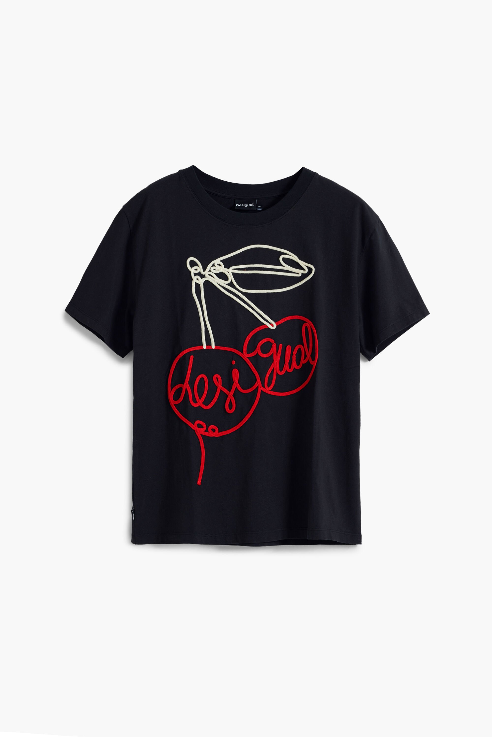 Desigual Donna Maglietta Rilievo Ciliegie Cotone