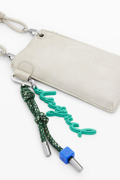 Porta cellulare effetto pelle con logo
