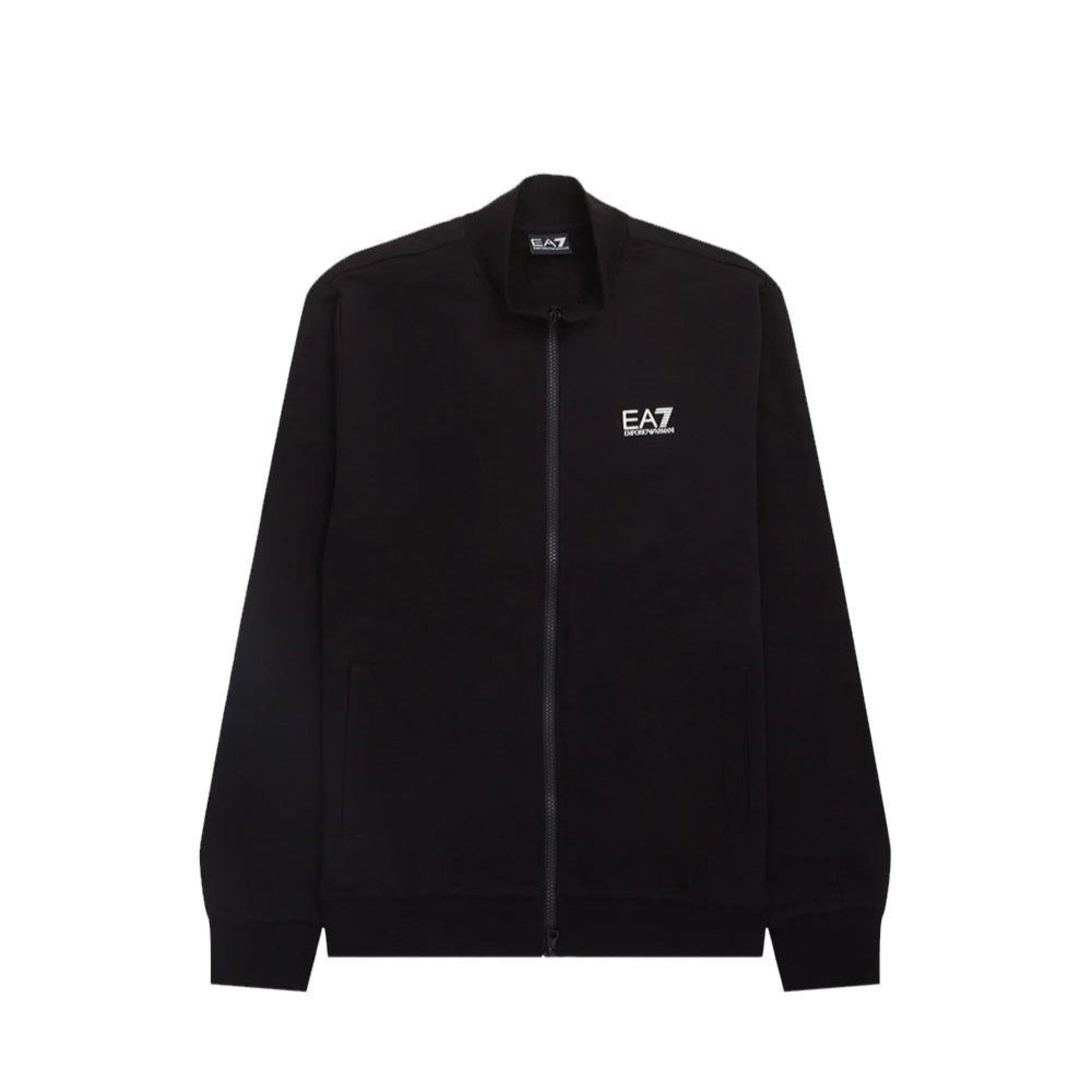 Felpa Uomo Nera, in puro cotone, con full zip frontale