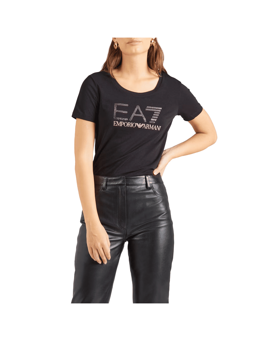 Ea7 T-Shirt Girocollo Logo Series Cotone Donna