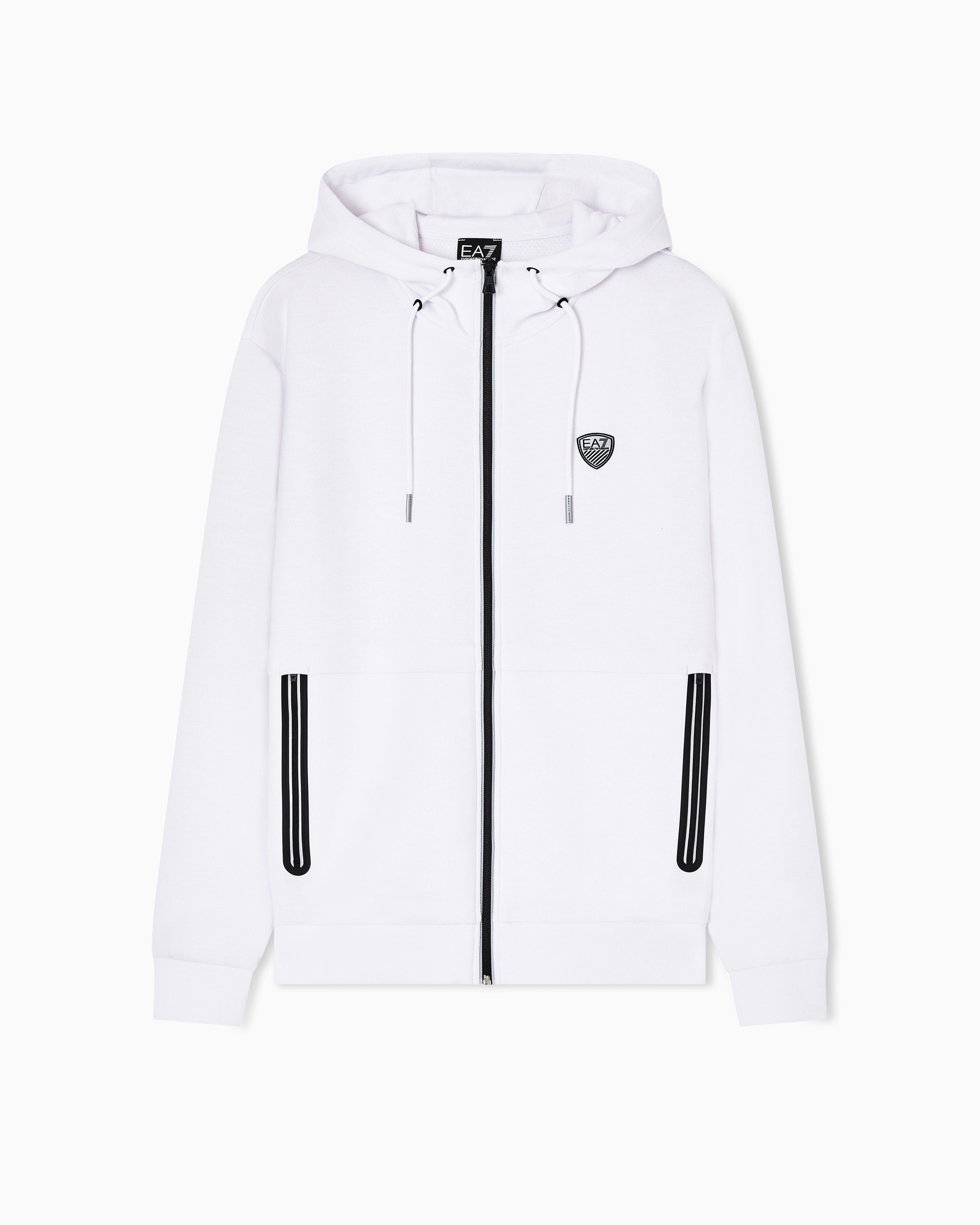 Felpa Uomo Bianca, Premium Shield, con logo applicato sul petto