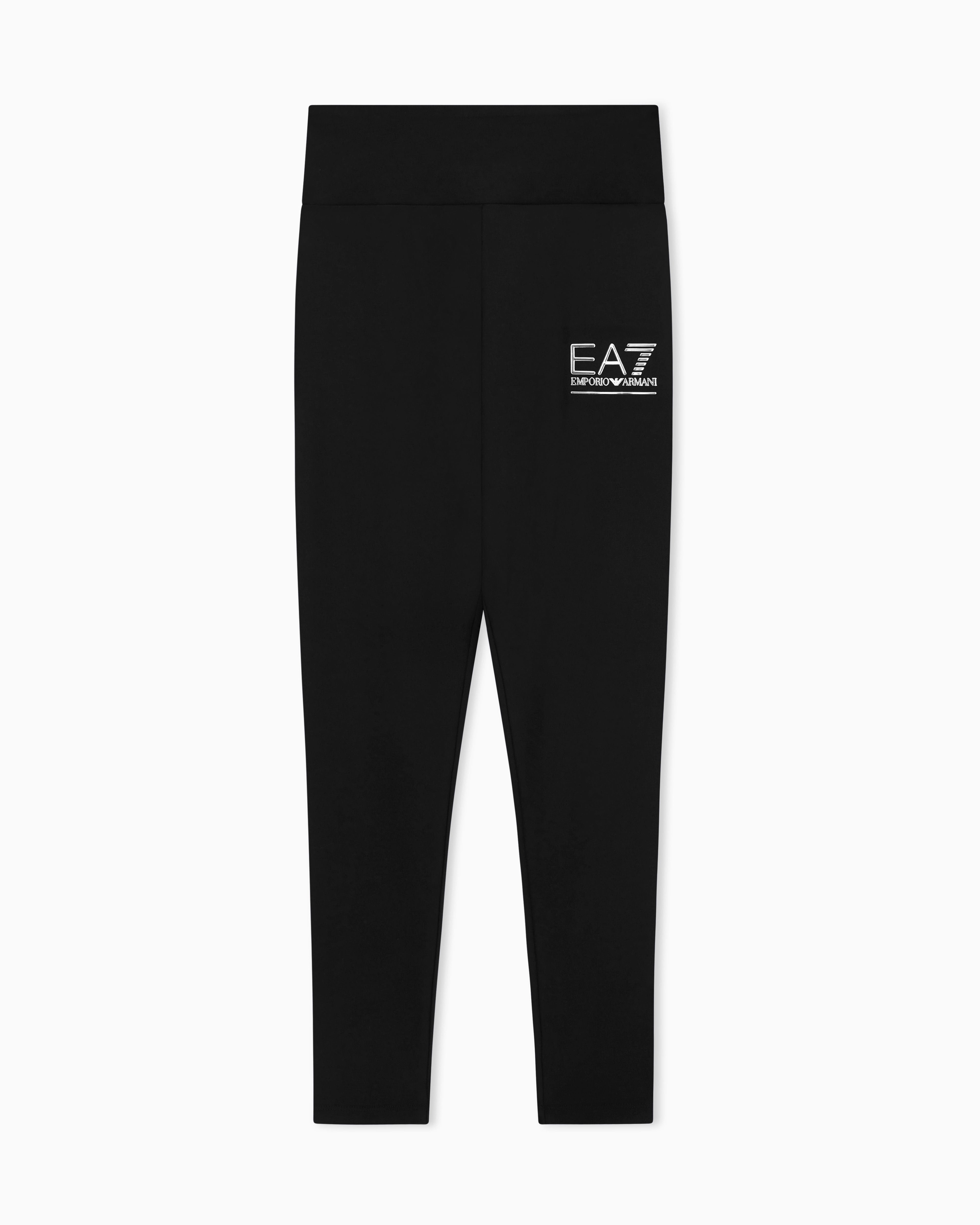 Leggings Donna Nero a vita alta, con logo