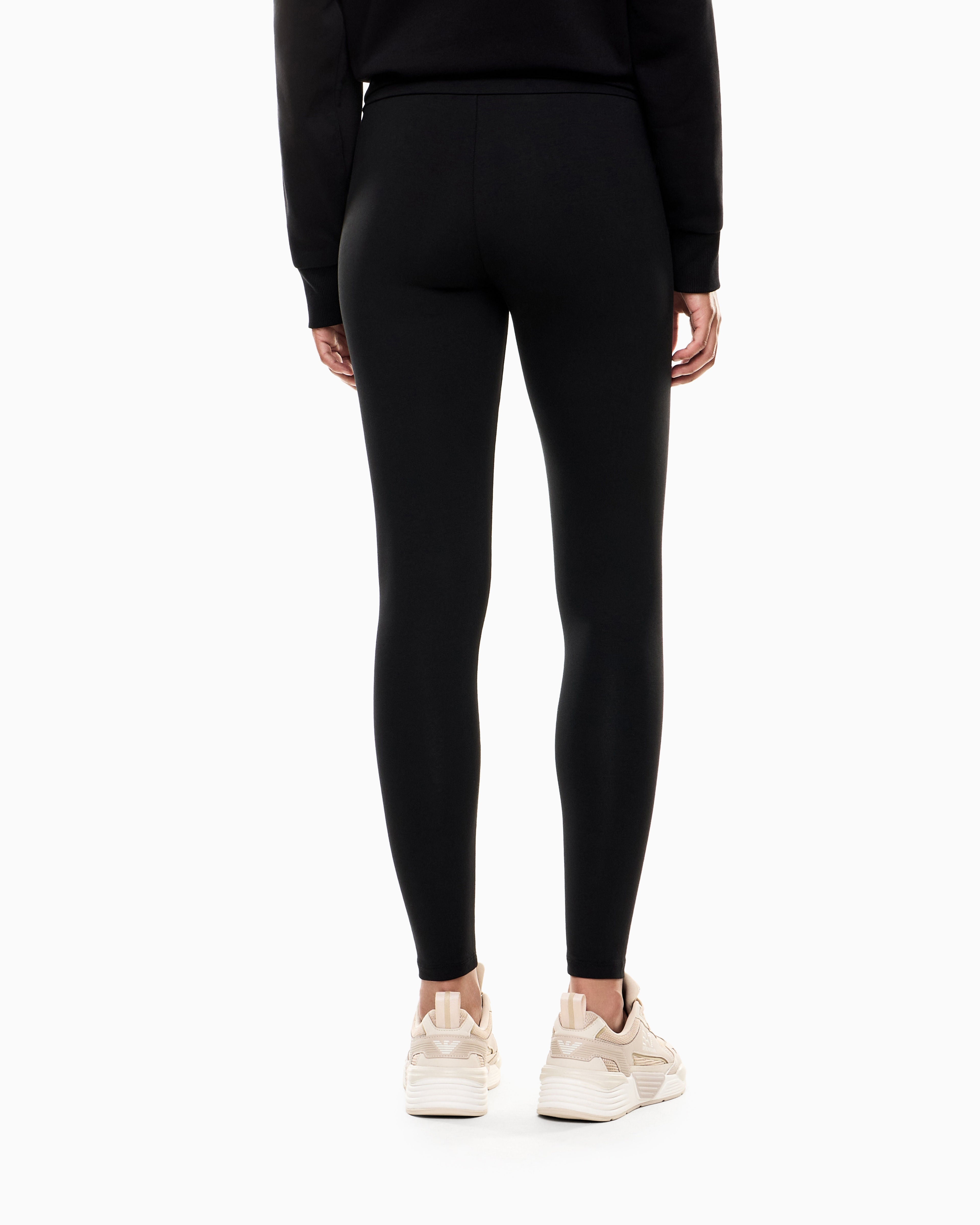 Leggings Donna Nero a vita alta, con logo