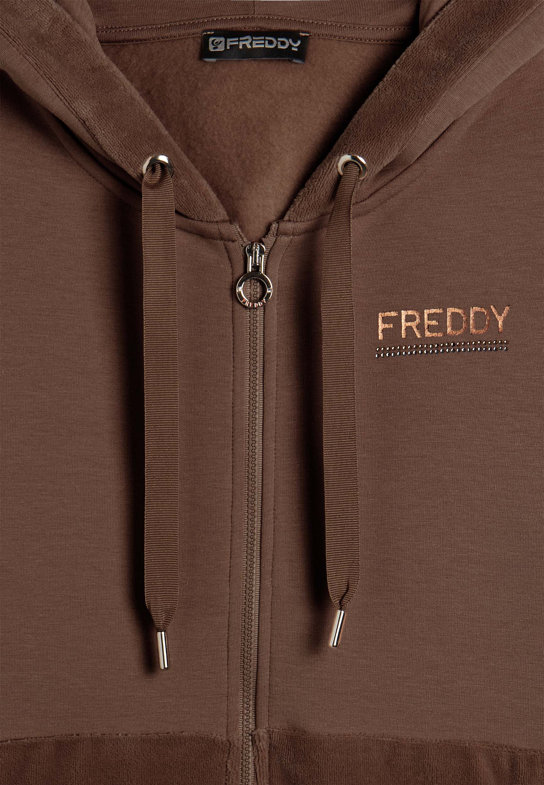 Freddy Felpa Donna Velluto Cappuccio Zip