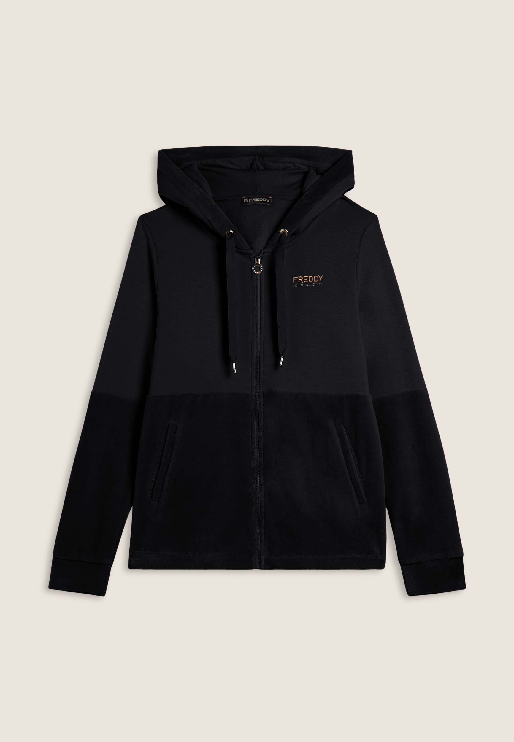 Freddy Felpa Donna Velluto Cappuccio Zip