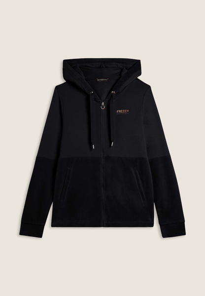 Freddy Felpa Donna Velluto Cappuccio Zip
