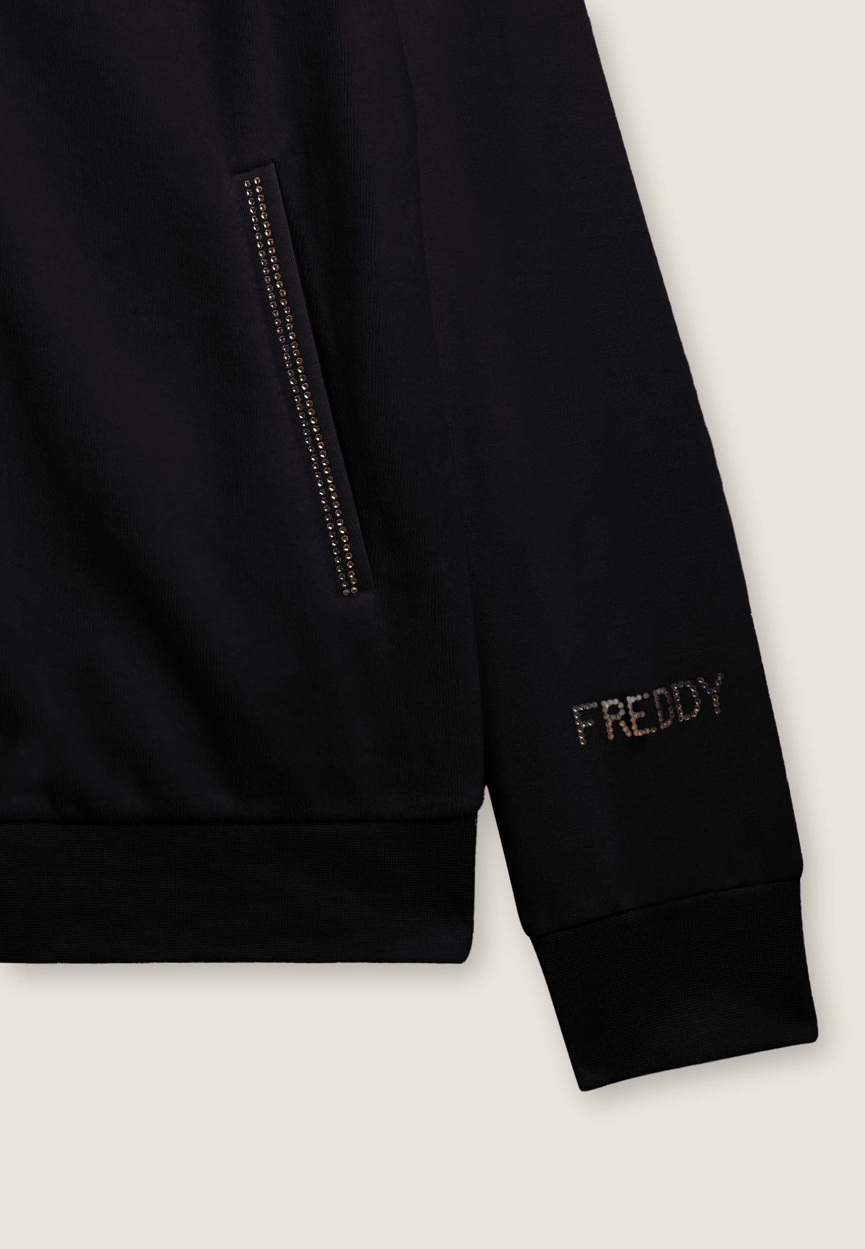 Freddy Felpa Donna Velluto Collo Alto Zip