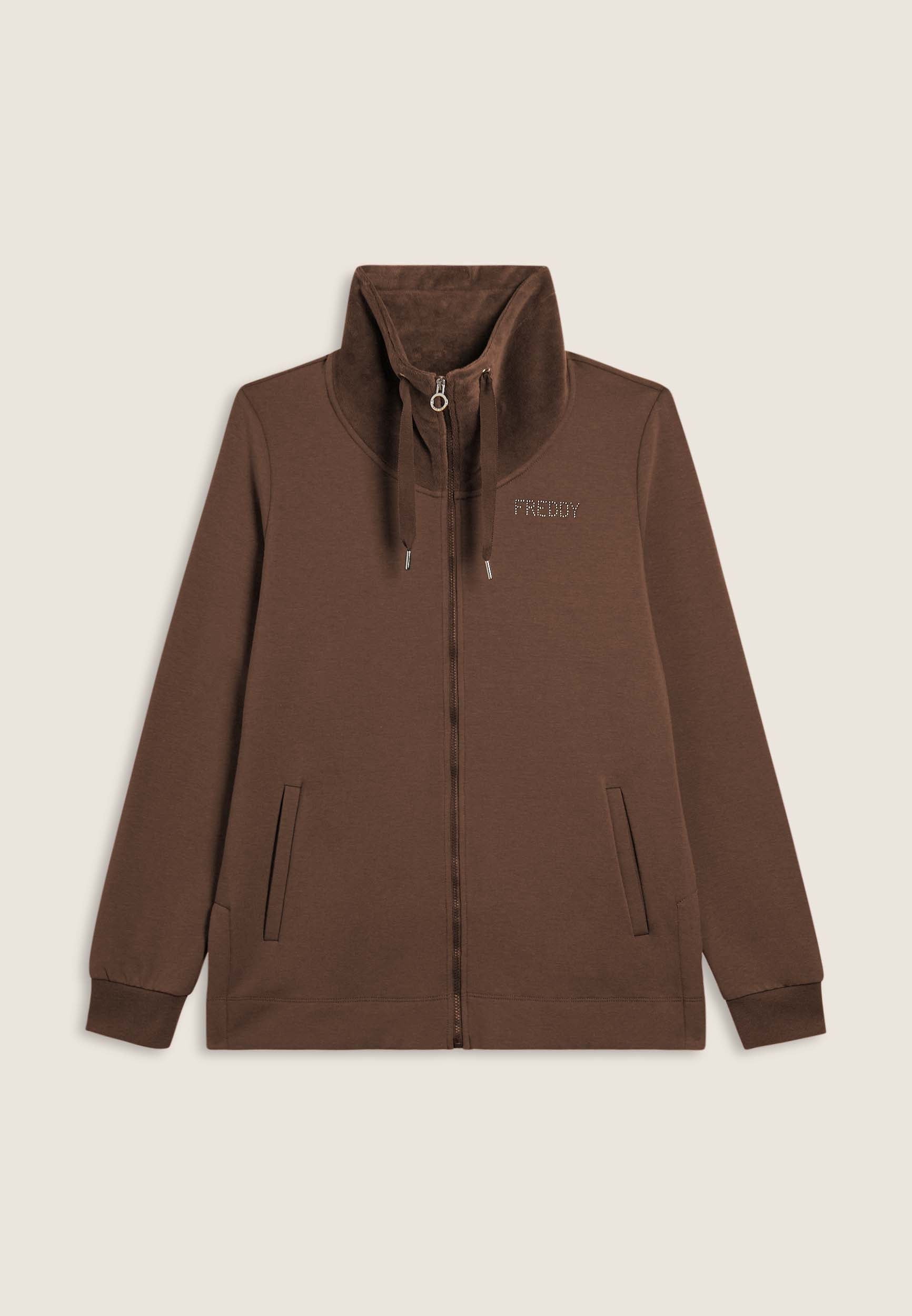 Freddy Felpa Donna Zip Velluto Collo Alto