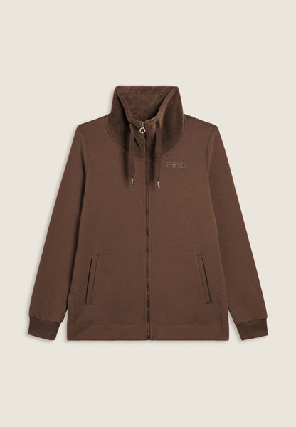 Freddy Felpa Donna Zip Velluto Collo Alto