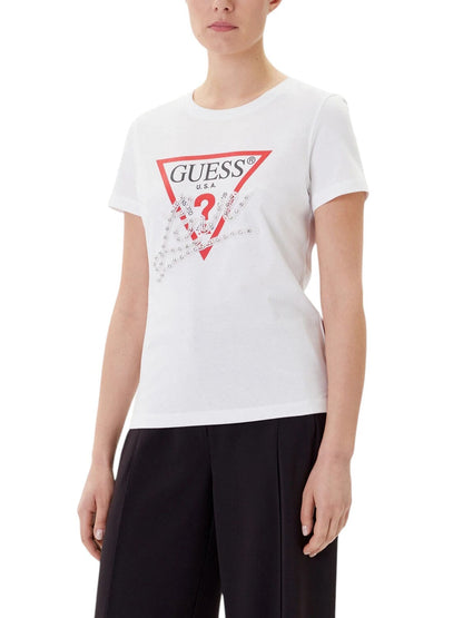 T-shirt Donna bianca Pearls Love a maniche corte