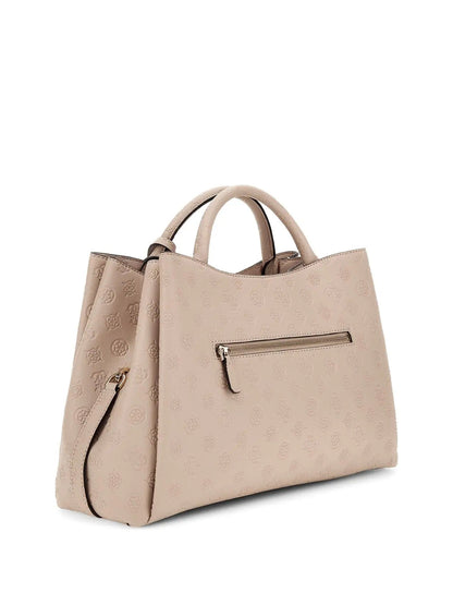 Borsa Donna, in similpelle con motivo logo impresso e tasca posteriore 
