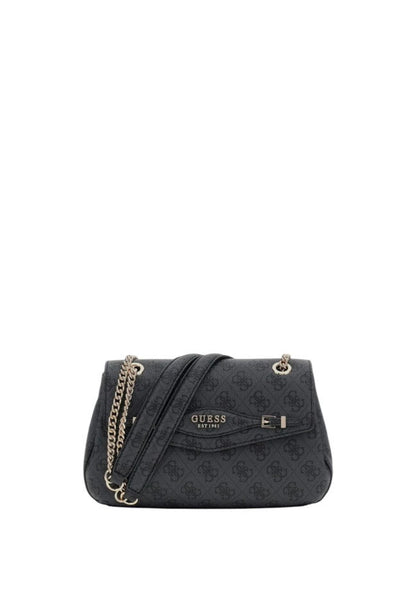 Borsa Donna Nera, in ecopelle logata, con patta