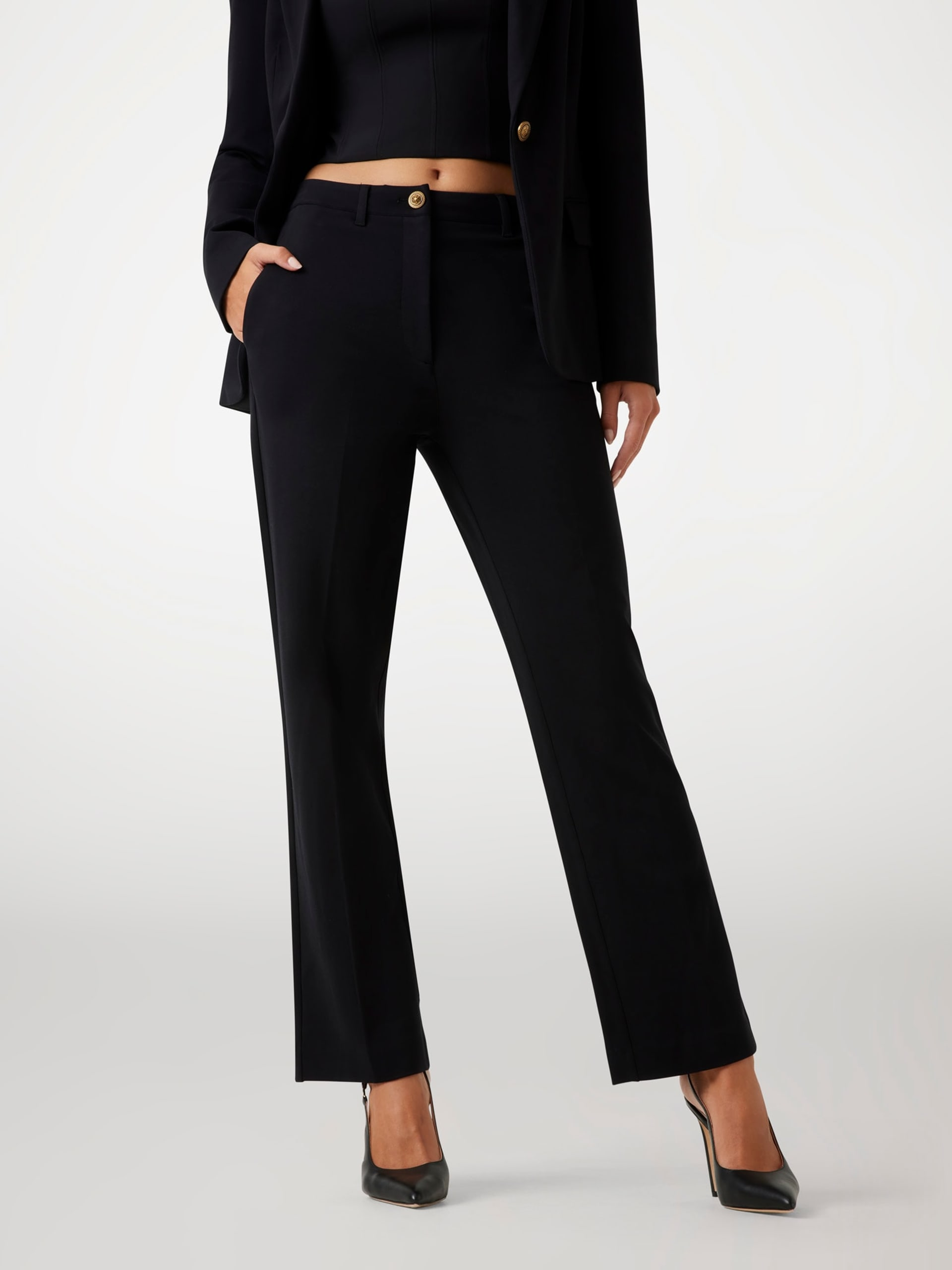 Guess Pantaloni Regular Vita Media Viscosa Donna