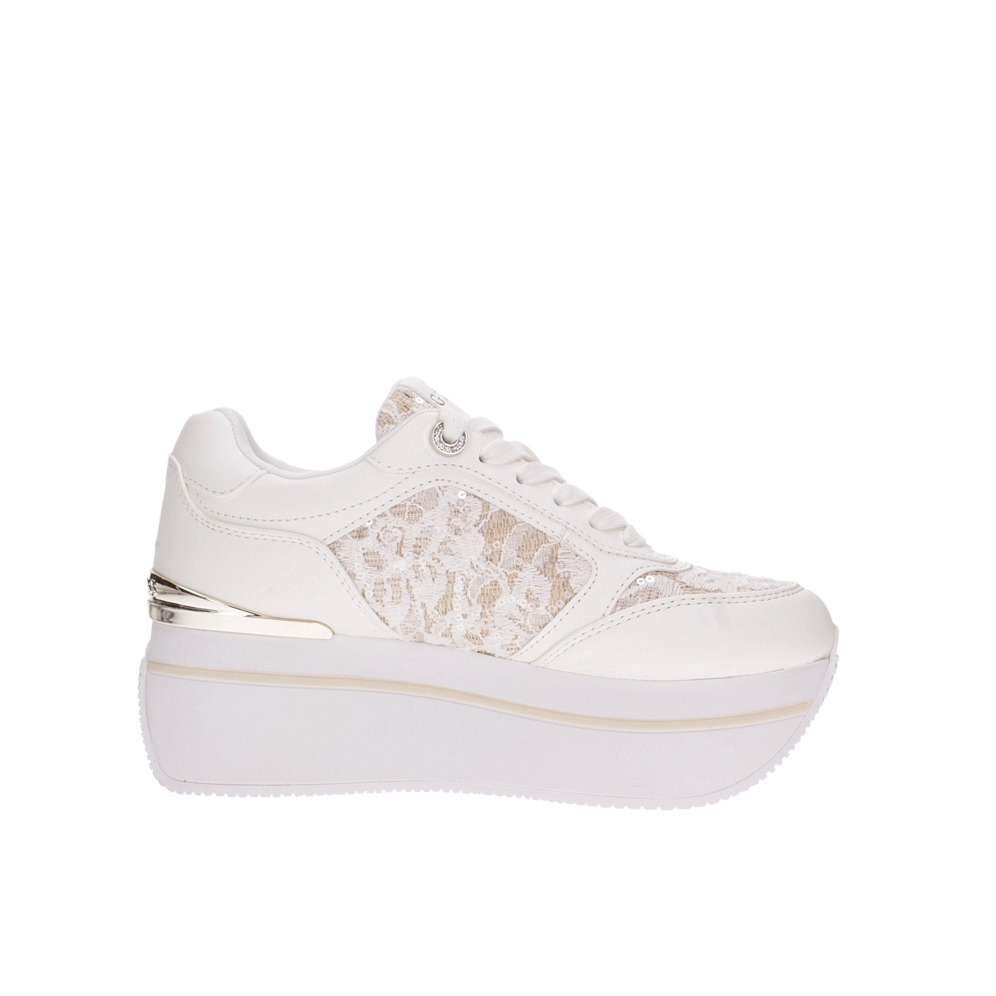 Sneakers Donna modello Camrio8, con suola platform ed inserto ricamato in tono colore