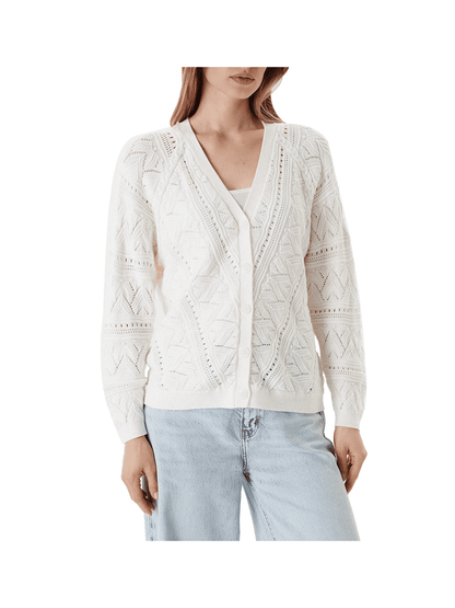Guess Cardigan Donna Bianco Elegante Maglia