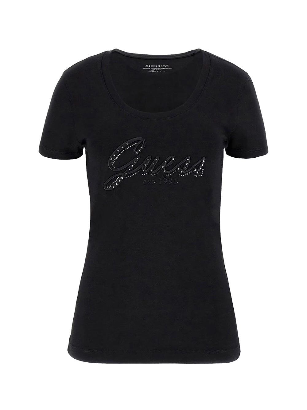 T-Shirt Cn Ss Embro Script L Donna - Nero