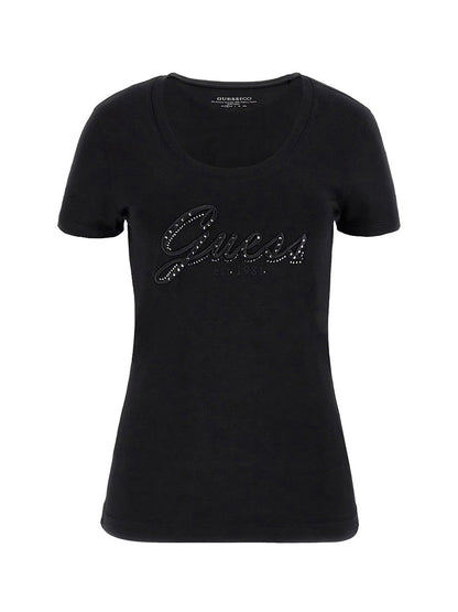 T-Shirt Cn Ss Embro Script L Donna - Nero