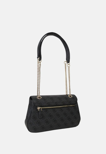Borsa Donna Nera, in ecopelle logata, con patta